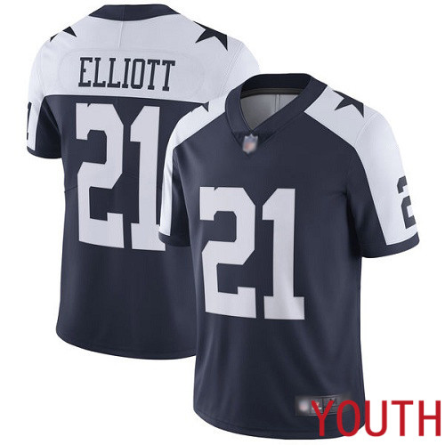 Youth Dallas Cowboys Limited Navy Blue Ezekiel Elliott Alternate 21 Vapor Untouchable Throwback NFL Jersey